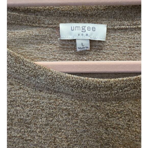 UMGEE Size Large Cropped Heathered Brown Dolman Sleeve Oversized Top EUC - Picture 3 of 3